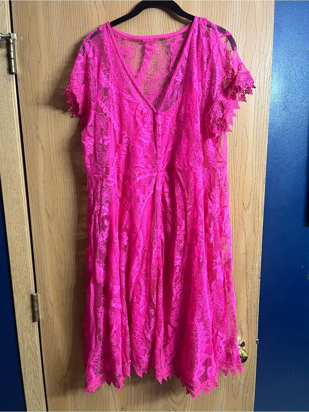 Torrid Hot Pink Lace And Slip Skater Dress Size 1X